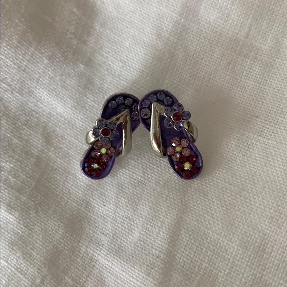 Sterling Silver Purple Flip Flop Earrings